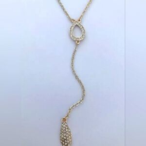 WHITE HOUSE BLACK MARKET GOLD TONE CUT CRYSTAL 31"-33" NECKLACE NWOT